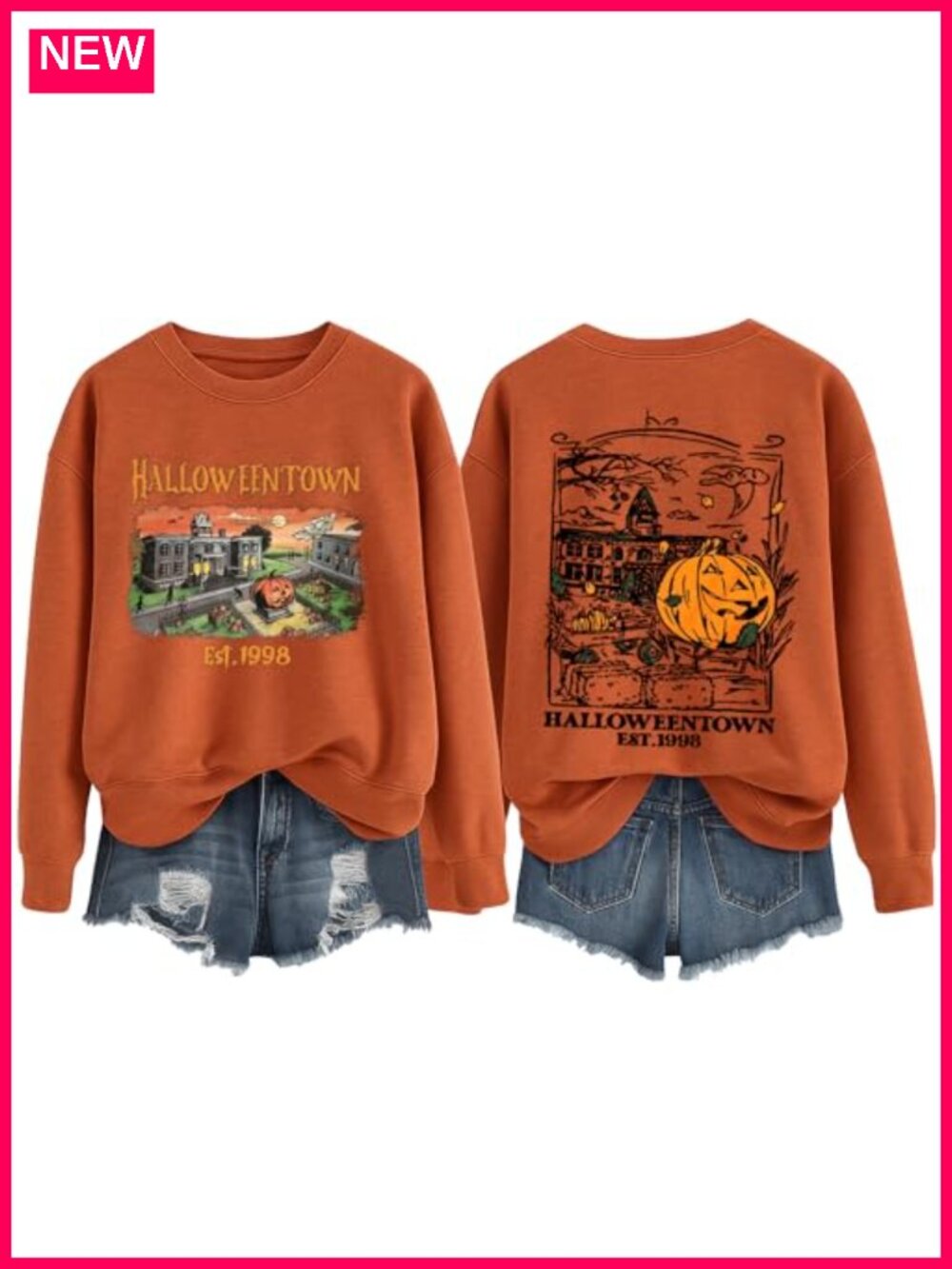 Halloween University Graphic Sweatshirt Crew Neck Pullover Fall